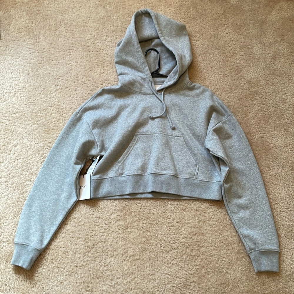 Aritzia cropped gray hoodie XS NWT